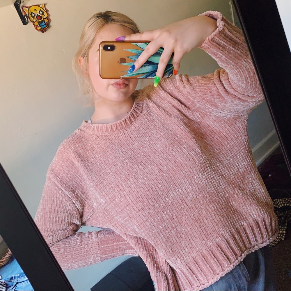 philosophy rose pink chenille sweater size large